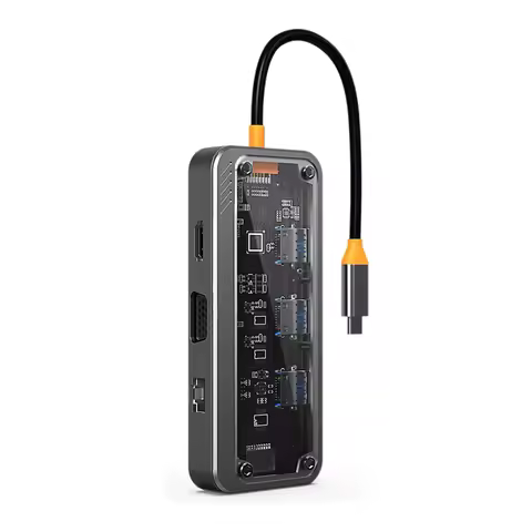 10 In 1 USB C Laptop Docking Station 100W Multiport Transparent USB C Hub Thunderbolt Dock For HP, A