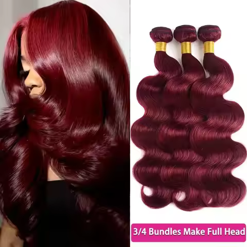 14A 99j Burgundy Body Wave Human Hair Bundles 100% Unprocessed Raw Hair Brazilian 3 4 5 6 Pcs Bundle