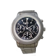 Agnes b. others Chronograph quartz wrist watch analogues stainless black Silver SS Direct from Japan