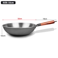 Konco Handmade iron wok Chinese Traditional frying pans Stir-fry Pan Uncoated Cooking Pot Gas Induction Cookware Kitchen Cookware