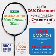 【FREE String & Grip】 YONEX Nanoray Light 18i (Black) Badminton Racket 5UG5 30lbs Max Tension H.M. Fu