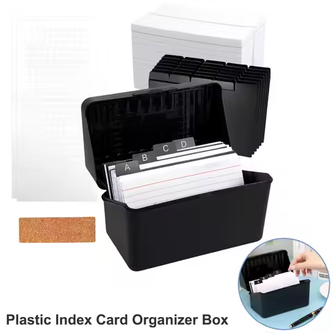 Index Card Holder Set 3x5'' Card Organizer Plastic Index Card Organizer Box with 30 Dividers 200 Sti