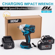 18V 280N.m Brushless Cordless Electric Impact Wrench Rechargeable 1/2 inch Wrench Power Tool Compatible for Makita 18V Battery