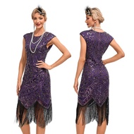Tassel Sequin Dress 1920s Retro Party Banquet Plus Size Dress