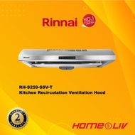 Rinnai RHS259SSRT Kitchen Hood Slim Recirculation Ventilation Hood Slim Cooking Hood Built In RH-S25