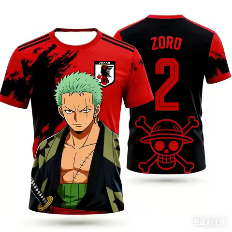 Japan One Piece Luffy Football Jersey Men T-shirt Football Special Jersey Adult Men's Quick-Drying S