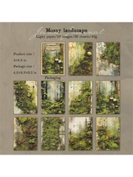 30張森林秘境系列材質紙復古書蘑菇手冊拼貼卡背景紙diy廢物日誌筆記本