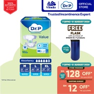Dr. P Value Level 6 Absorbency Adult Tape Diaper M10/ L9/ XL8 (1 Pack) - 2x Skin Protection with Qui