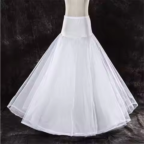 A-Line 1 Hoop White Petticoat for Weeding Dress Adjustable Size 3-Layer Bridal Gown Underskirt