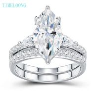 3CT Real Full Moissanite Marquise Cut Diamonds Engagement Ring Sets 925 Sterling Silver Fine Jewelry