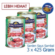 MyHomey Kings Fisher Pack of 3 pcs Sardines in Chili Sauce 425g Canned Food Kings Fisher