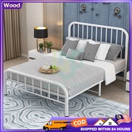WOOD Metal Bed Katil Besi Bed Base Single/Queen/King Bed Frame Katil hostel Duty Heavy Sturdy Bed Frame铁床架