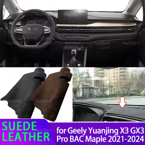 Suede Leather Dashmat Black Dashboard Cover Sun Shade Carpet Non-slip Pad for Geely Yuanjing X3 GX3 
