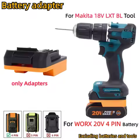 Battery Adapter Converter for WORX 20V 4 PIN Li-ion Battery Series To Makita 18V LXT BL Cordless Pow