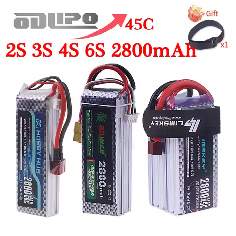 Lipo 2S 3S 4S 6S 7.4V 11.1V 14.8V 22.2V Battery 2800mAh 45C With Deans T XT60 Connector for RC Car T