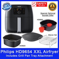 Philips HD9654 XXL Air Fryer. Grill Pan Tray Attachment Included. Optional purchase available for Original Philips Air Fryer Accessories. Original Philips Singapore Stock. 3 Pin Power Plug. Safety Mark Approved. 2 Years Warranty.