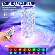 Rose Diamond Crystal Table Light Lamp USB Charging Portable Acrylic LED Wireless Rechargeable Warm W