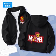 Teens Boys' Cotton Thin Zipper Hoodie Iron Man ,Captain America Superhero-patterned Zip Up Jacket Ki