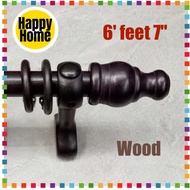 6 feet 7" (2.0 m) Home Decor Wooden Curtain Rod Rose Wood Classic Curtain Hook