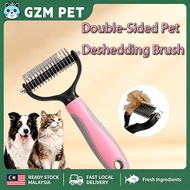 【GZM PET】Double‑Sided Pet Deshedding Brush Dog Cat Grooming Brush Pet Hair Remover Dematting Comb fo