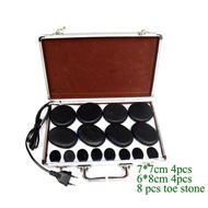 16pcs/Set Massage Hot Stones Lava Natural Stone Set Spa Rock Basalt Heater Box