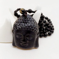 #K225 Black Buddha Pendant Necklace Neck 6mm Beads Strap 佛祖吊坠黑珠项链 Wear Fragile Stone Hitam Batu Kalu