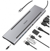 Omars - USB C Hub Adaptors Slim 10 in 1 Adapter with Type C Dock, USB C HUB 3 USB 3.0 Ports, 4K HDMI, VGA