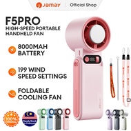 JAMAY Mini Portable Fan 8000mAh USB Foldable Fan with 199 Gears 30H Runtime Powerful Wind Quiet F5PR