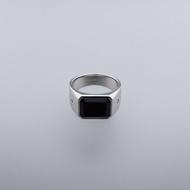 八角形鴉青墨玉翡翠戒指