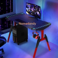 LED Gaming Table Computer Table Gaming PC Table Ergonomic Desk with Socket Rack & Cable Management