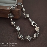 Vòng tay / Lắc tay xúc xắc phối họa tiết Chrome Hearts cách điệu thép titan mạ bạc 925 - Cactus Acce