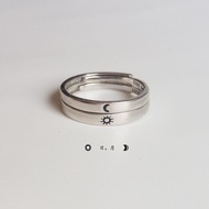 H Friend Art Silver Ring 925 Gift Moon Design Female Girl Plating Sun Couple Ring Pair Sun Moon Fan 
