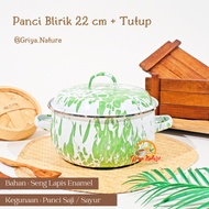 HIJAU GRIYA NATURE 22 cm Blirik Pan + Lid | Serving Pot Vegetable Pot/ Striped Bowl/ Striped Striped
