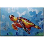 Shuaidi Wall Arts 24x36inch 100%  Painted Animal Turtle Modern Abstract  Paintings On Canvas Frame W