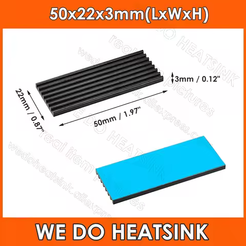 50x22x3mm Black Aluminum Heatsink for Cooling MOSFET VRam Regulators VRM Stepper Driver With Thermal
