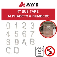 AWE 4 Inch SUS Tape Letters Numbers Stainless Steel Sticker Sign Door House 1 9 A N Symbol