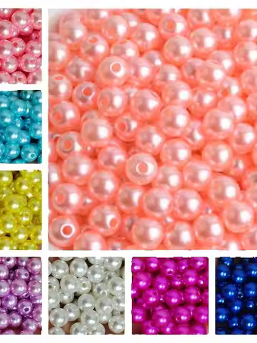 500 Gram 3mm-30mm Round Beads 2 Holes Imitation Pearl for Craft Decorations Women DIY Clothes Jewelr