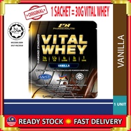Vital Whey Isolate Jakim Halal Sachet (Vanilla) (30g), 24g Protein Isolate 0g Sugar BCAA Glutamine v