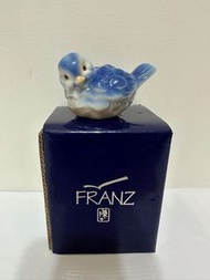 FRANZ 法藍瓷-禽瓷小鳥無花果藍色