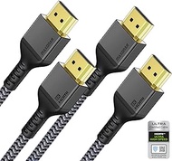 Maxonar 10K 8K HDMI 2.1 Cable 6FT 2-Pack, (Certified) 8K60Hz 4K120Hz 48Gbps Ultra High Speed HDMI Cord Dynamic HDR SBTM eARC HDCP 2.2 &amp; 2.3 Compatible for PS5/Xbox Series X/Roku TV/Sony/Samsung QLED