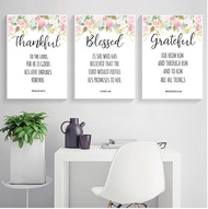Bible Verses Prints Christian Wall Art Posters Watercolour Flowers Blessed Quotes Picture Canvas 3F