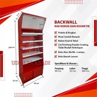 Backwall Rak Rokok Kosmetik Minimarket Belakang Meja Kasir