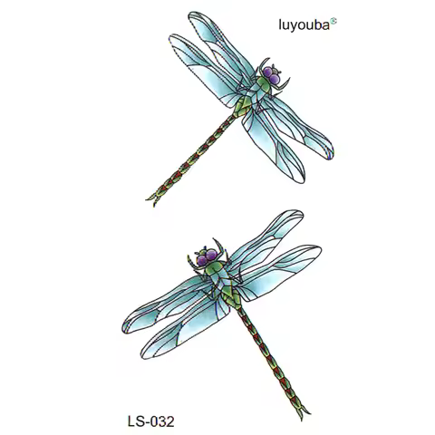 Blue Dragonfly Waterproof Temporary Tattoos Men Harajuku Flash Tattoo Sticker Tatoo Sleeves Fake Tat
