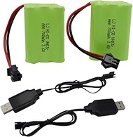 Blomiky 2 Pack 3.6V 700mAh AAA Re-Chargeable Battery Pack with SM-2P Connector Plug and USB Charger 