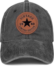 65th Birthday Gifts for Men Women 1960 Hat Baseball Cap Black, 65th, One Size