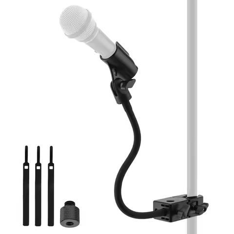 13 inch Gooseneck Microphone Stand Fit for Shure AT2020 with 2 Adapters and Cable Ties Flexible Mic
