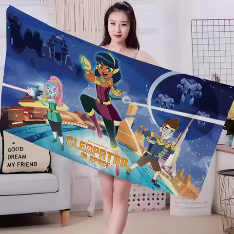 C-Cleopatra in S-Space Cartoon Microfiber Printed Beach Towel Mountain Climbing Yoga Beach Swimming 