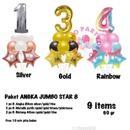 (1set) jumbo number balloon package - birthday themed balloon package