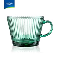 乐唯诗（NERVISHI） 乐唯诗 墨绿早餐玻璃杯原色玻璃带把高颜值大容量水杯 墨绿早餐杯【400ml*1】