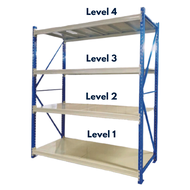 Rak Gudang Besi Heavy Duty Medium Duty Kapasitas 500 Kg Frame Biru Penyimpanan Gudang